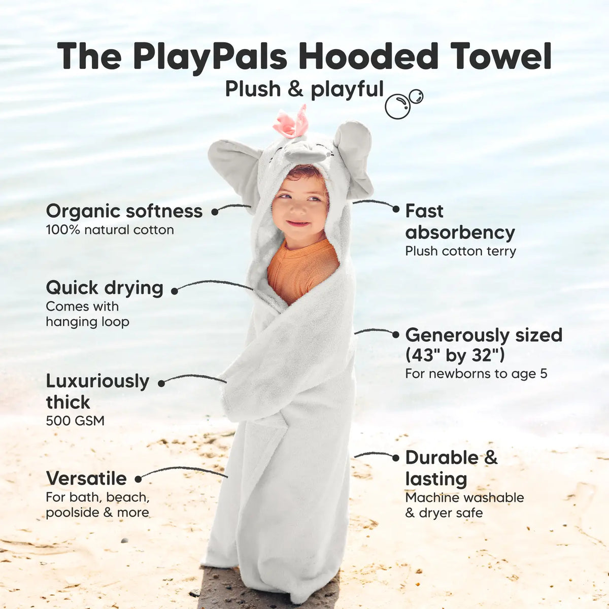 Playpals Hooded Baby Bath Towels