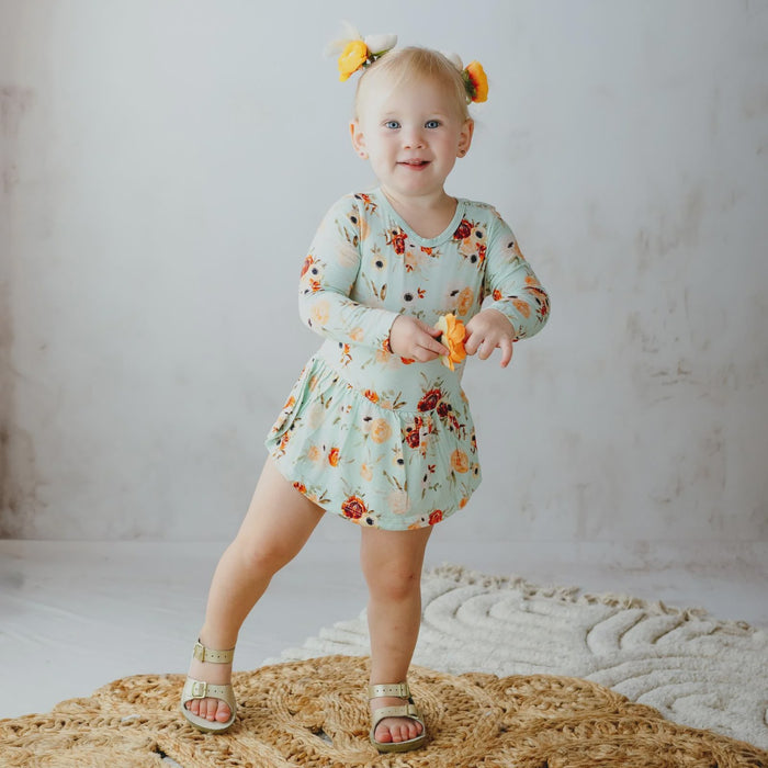 Long Sleeve Skirted One Piece