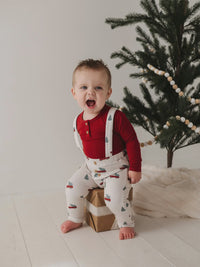 Henley Bodysuit/Suspenders Set