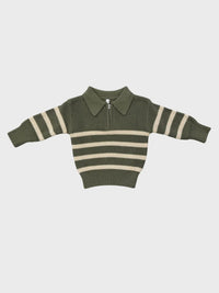 Striped Zip Up Sweater
