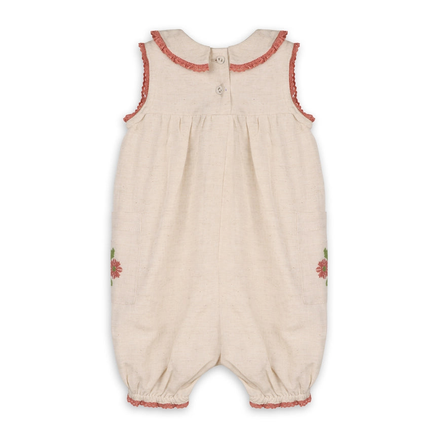 Embroidered Linen Romper