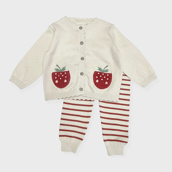 Embroidered Organic Cardigan + Pants Set