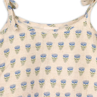 Linen Blend Shoulder Tie Baby Romper