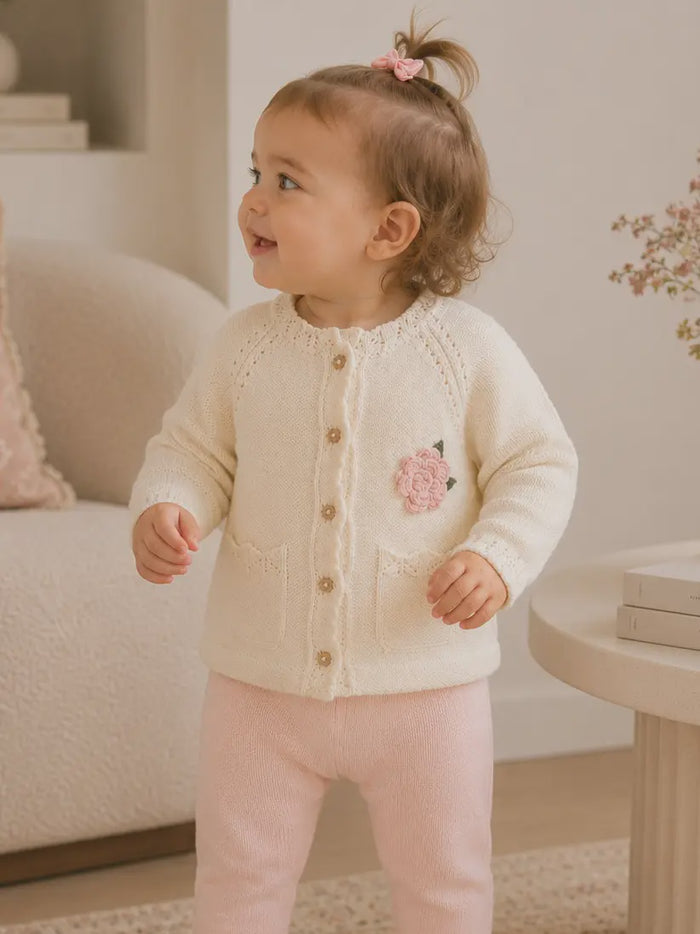 Anna Crochet Flower Knit Cardigan