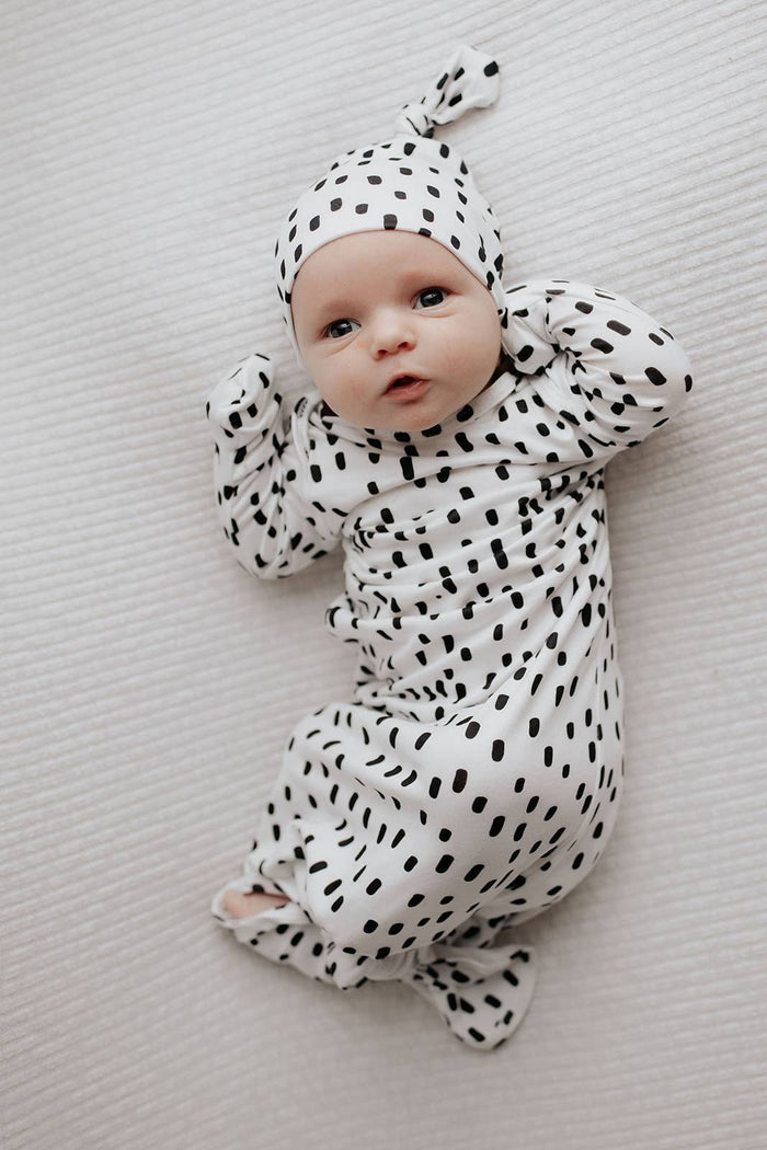 Black & White Poka Dot Knotted Gown & Hat