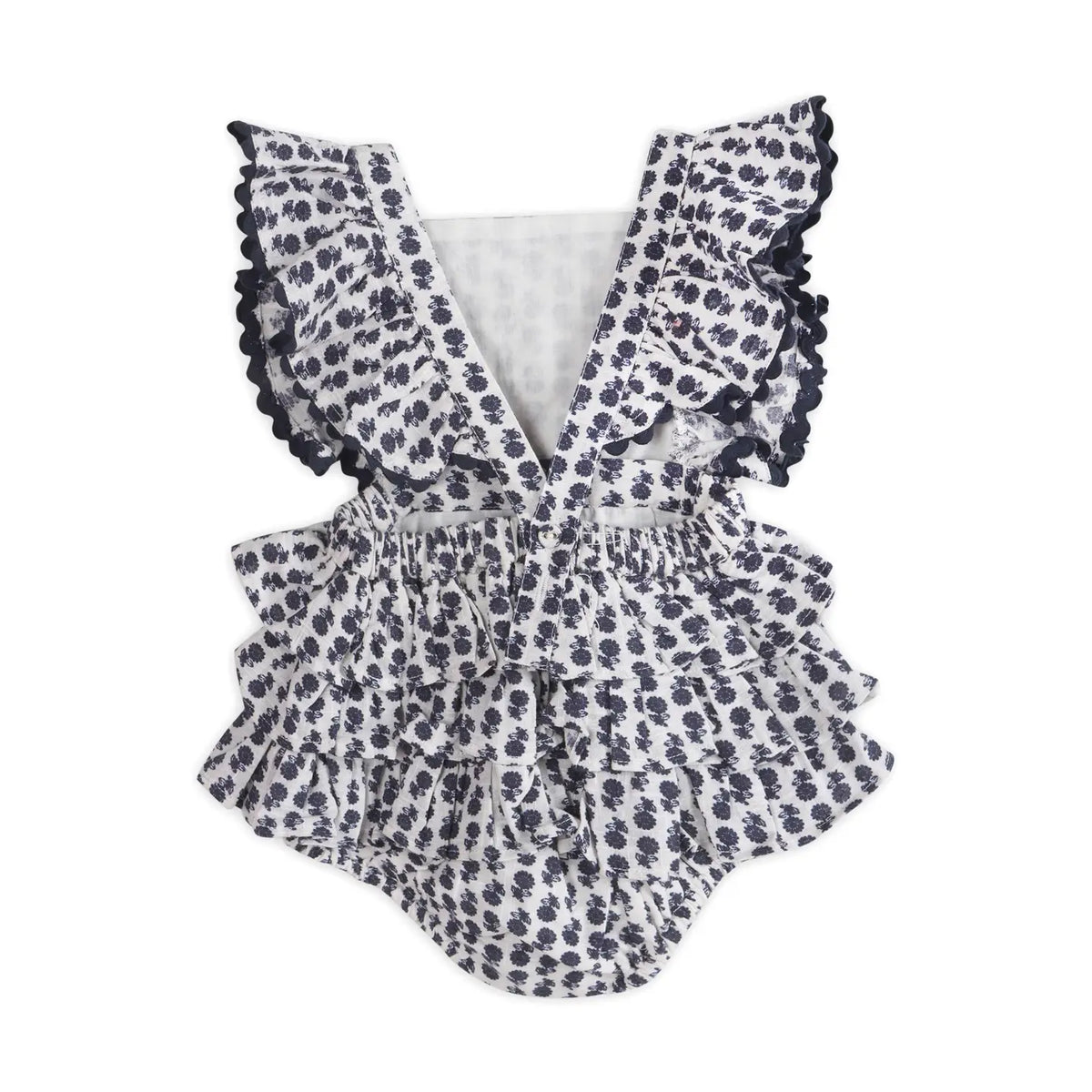 Everly Blue Floral Romper + Headband