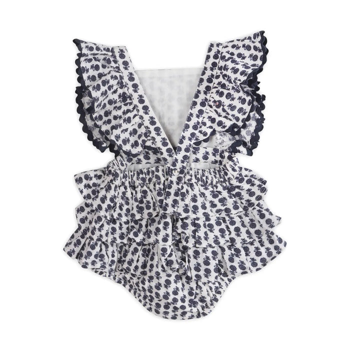 Everly Blue Floral Romper + Headband
