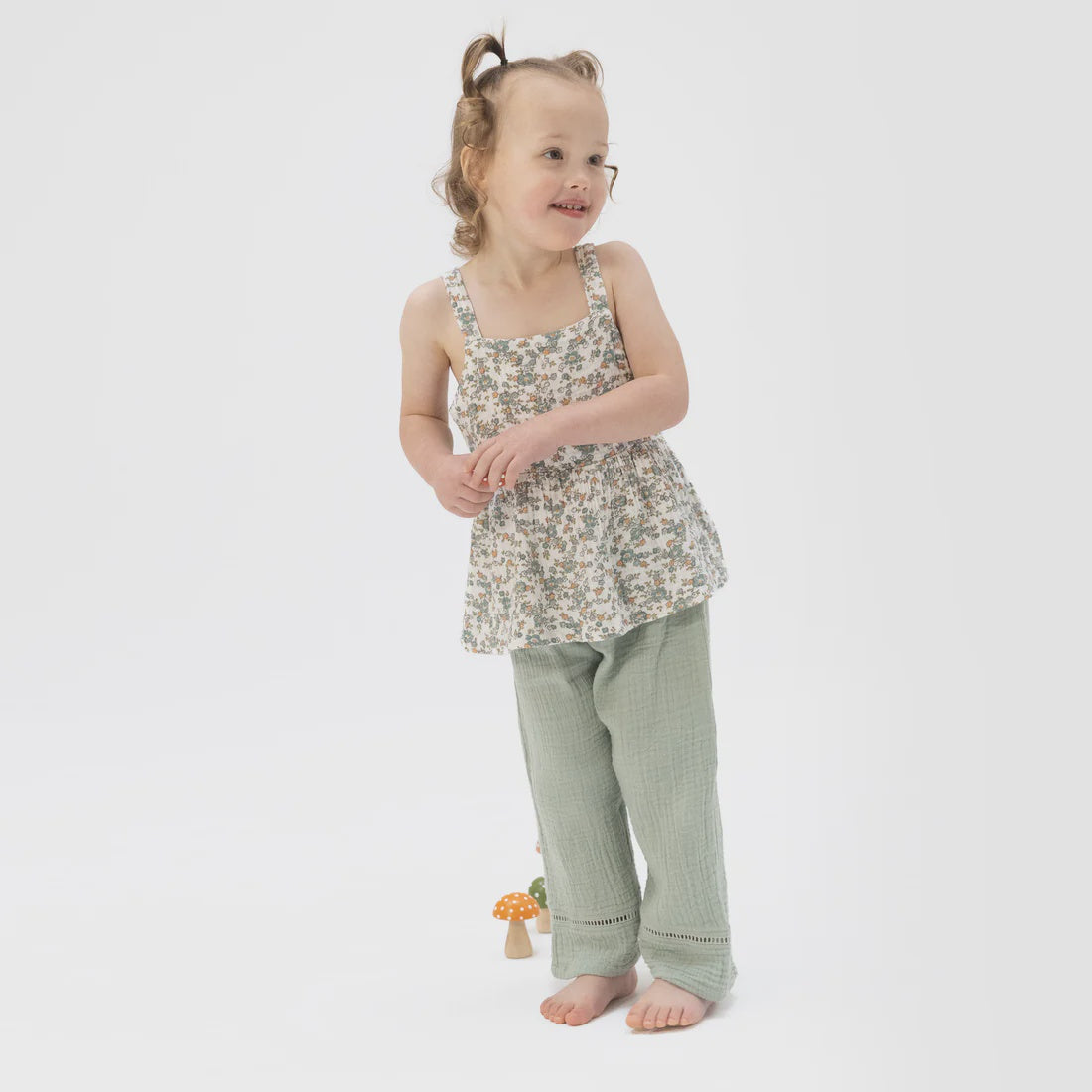 Peplum Tank With Smocked Waist Pant