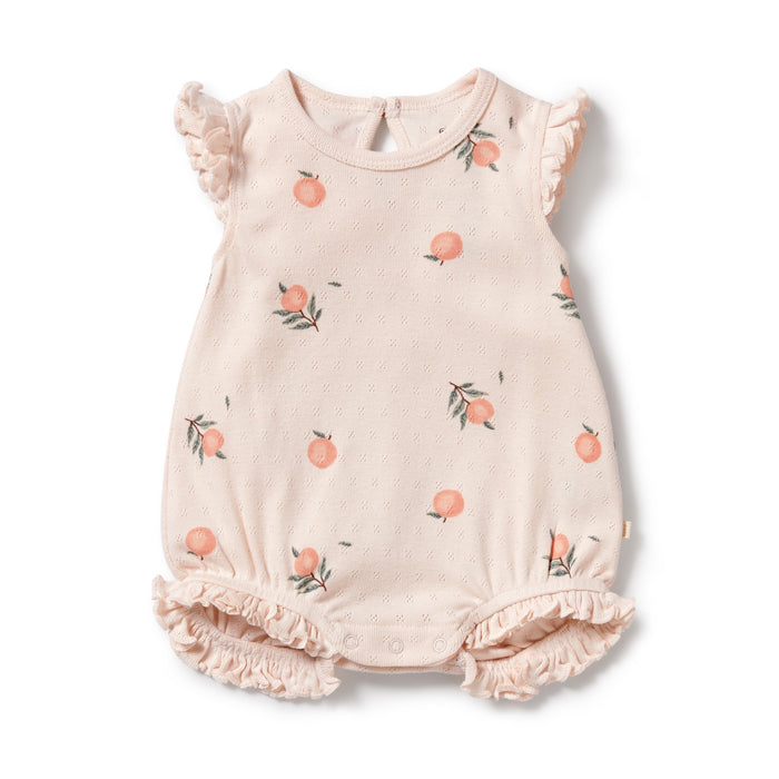 Organic Pointelle Ruffle Growsuit