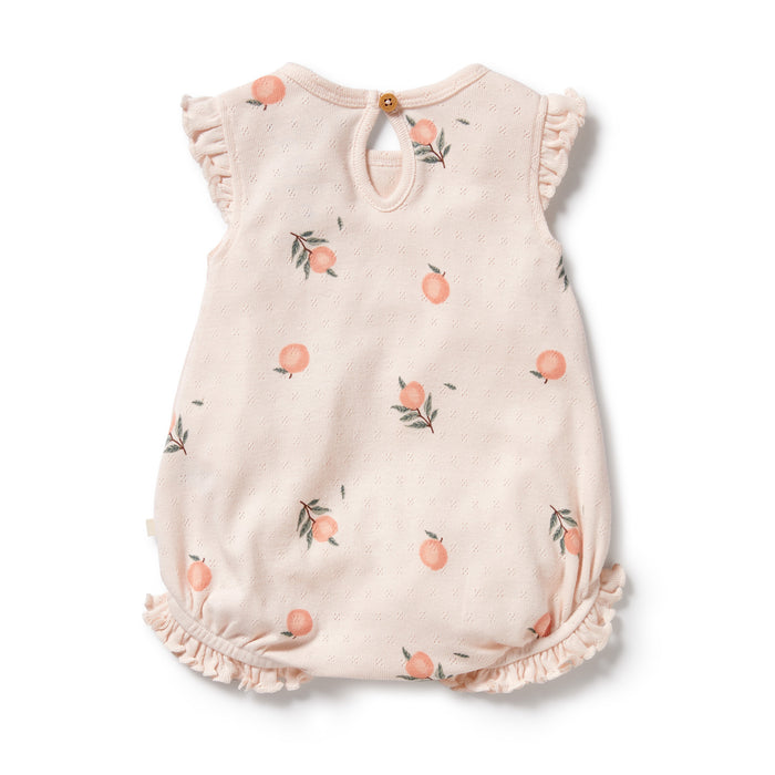 Organic Pointelle Ruffle Growsuit