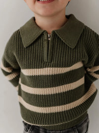 Striped Zip Up Sweater