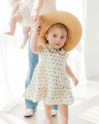 Peter Pan Collar Floral Baby Flare Dress & Bloomer