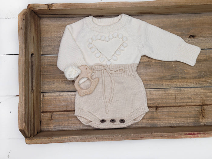 Baby Girl Heart Sweater Romper