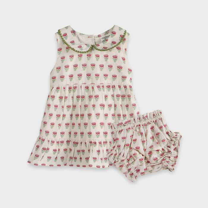 Mia Block Print Floral Dress And Romper