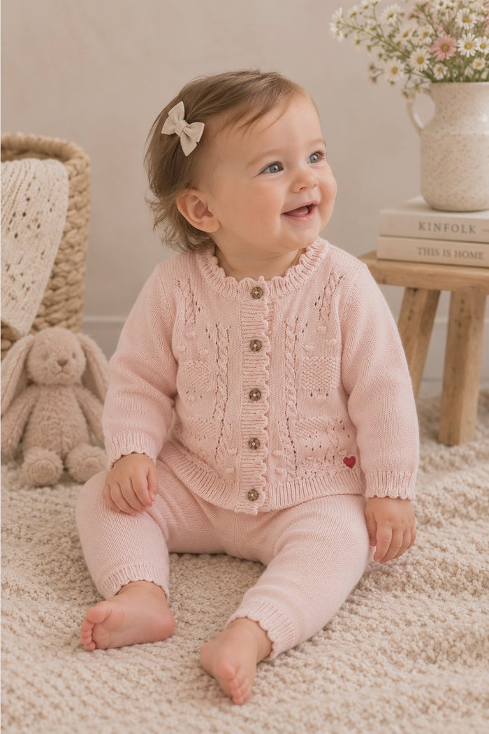 Lil Heart Tex Knit Baby Cardigan & Pant Set