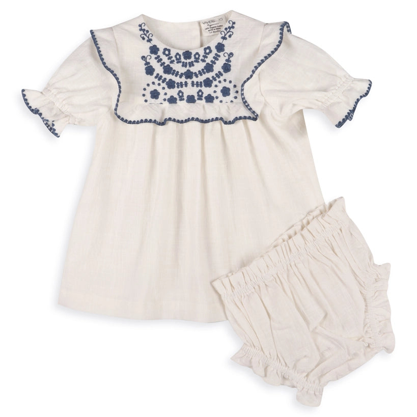 Embroidered Floral Dress & Bloomer