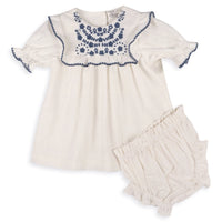 Embroidered Floral Dress & Bloomer