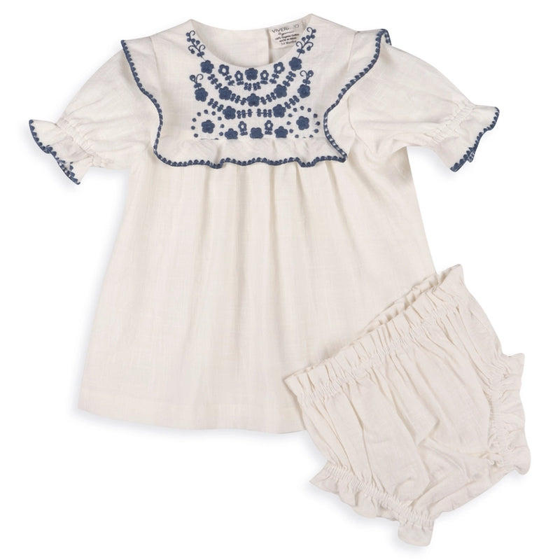 Embroidered Floral Dress & Bloomer