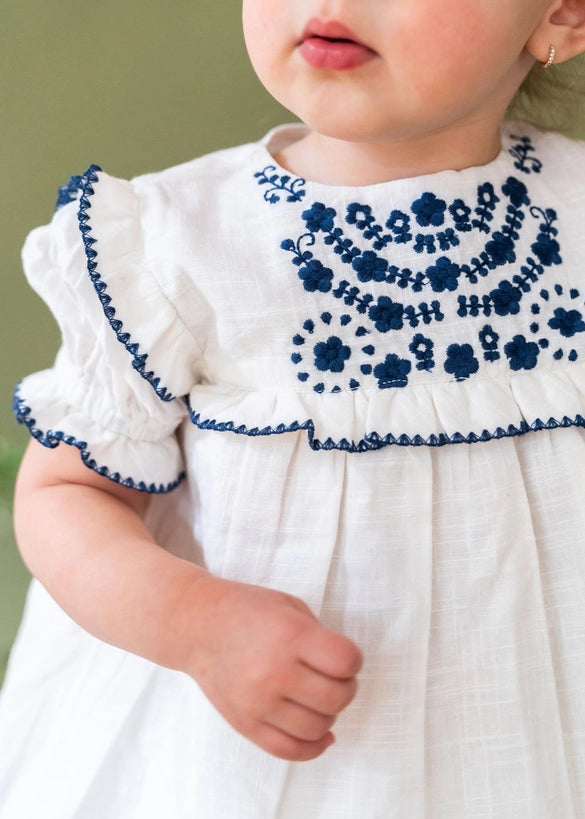 Embroidered Floral Dress & Bloomer