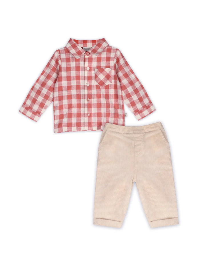 Arden Gingham Baby Shirt & Cord Pant