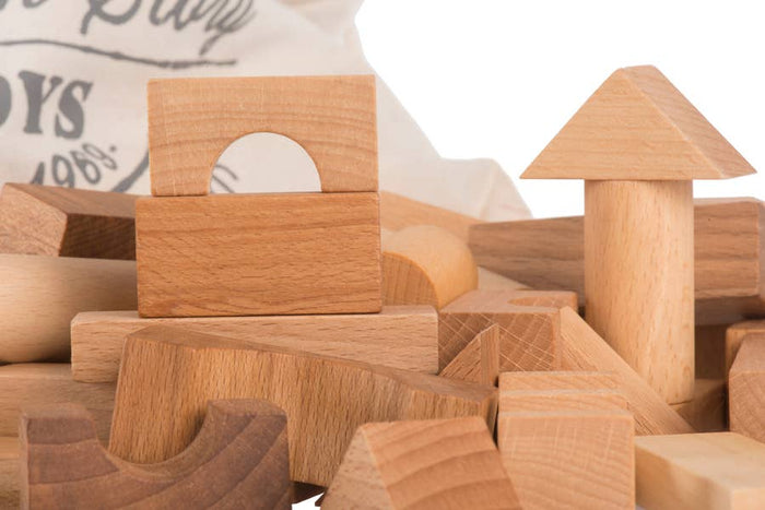 Wooden Blocks In Sack - 100 pcs Natural