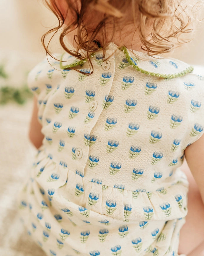 Peter Pan Collar Floral Baby Flare Dress & Bloomer