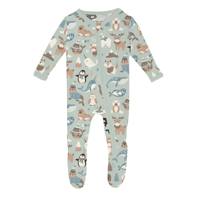 Print Footie 2 way Zipper