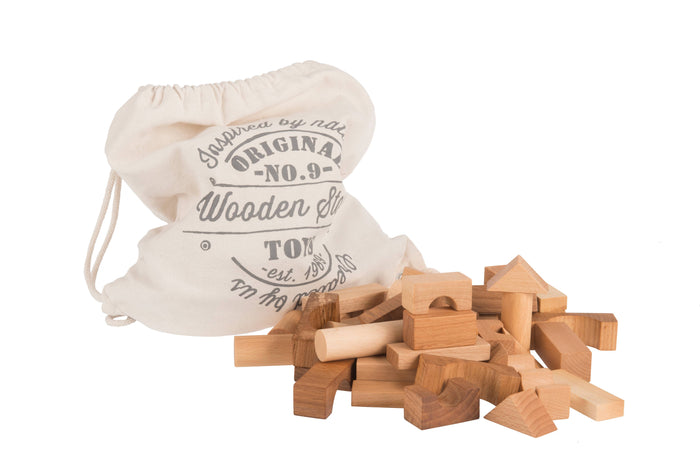 Wooden Blocks In Sack - 100 pcs Natural