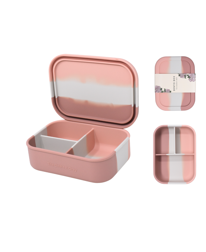 Pink Tie Dye Divided Silicone Bento Lunch Box